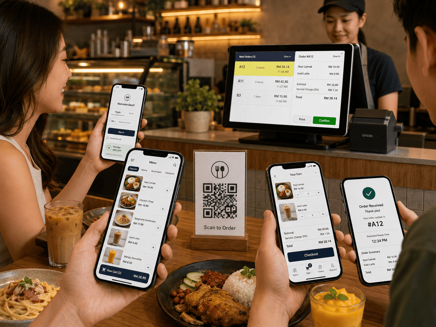 Single and multiple QR ordering scenarios