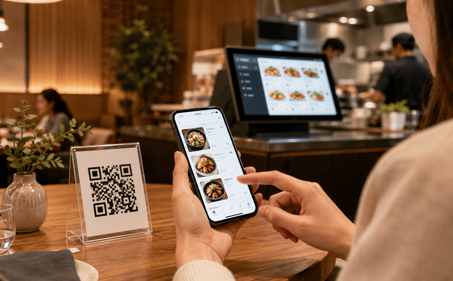 Customer QR self ordering on mobile phone