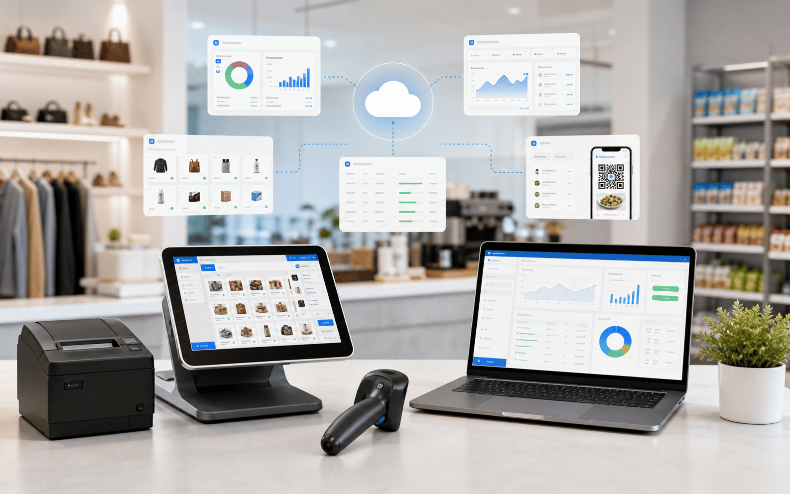 Online cloud dashboard connected to customer and branch data