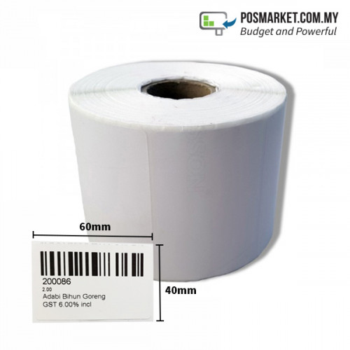 5 Rolls Thermal Barcode Label Sticker 60mm x 40mm