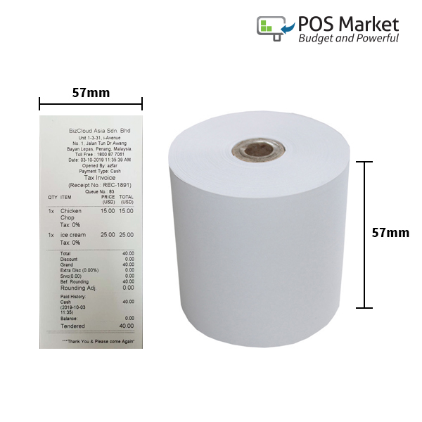 Thermal Paper Roll 57mm X 50mm 10 Rolls POS Market POS System